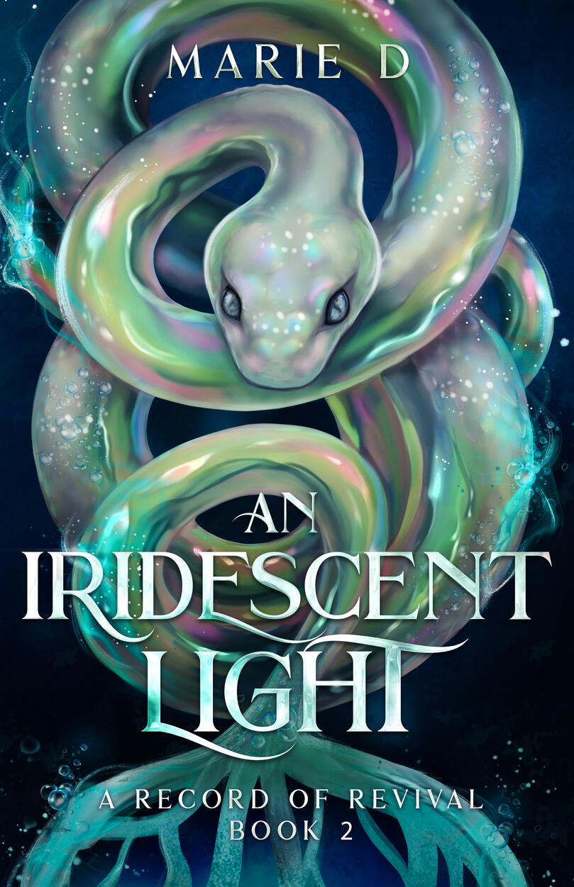 An Iridescent Light Cover The cover of An Iridescent Light. Image description: A snake-like creature made of water, glowing iridescently.